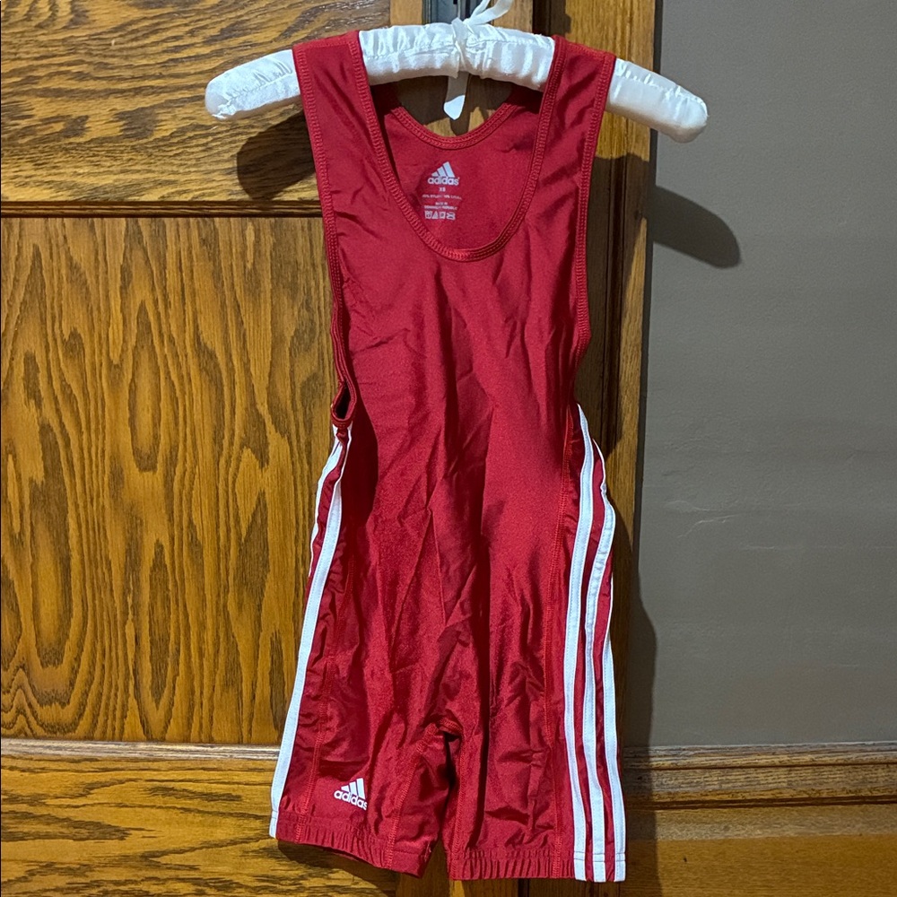 Adidas Red and White Wrestling Singlet 🤼